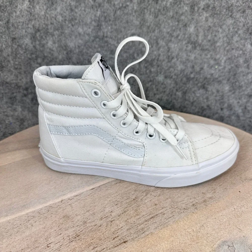 Vans Sk8-Hi High Top Sneakers True White Canvas Suede Mens 6 Womens 7.5